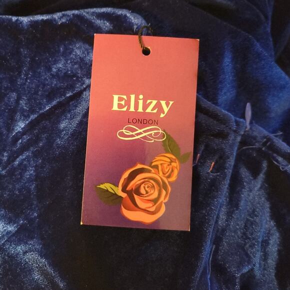 NWT Sapphire Blue Velvet & Black Lace Maxi Dress Whimsigoth Gothic Witchy - M‎ - Picture 4 of 8